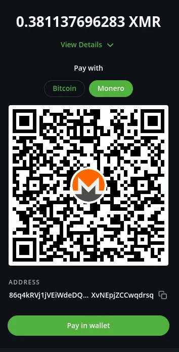 QR Code with wallet address at the bottom